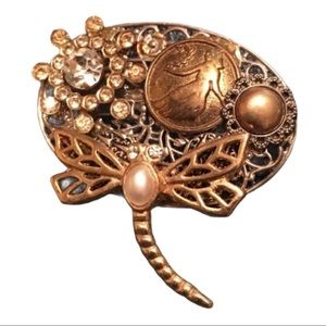 Vintage 90’s Steampunk Bronze Tone Brooch